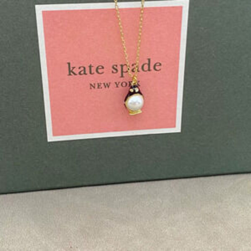 kate spade Enamel Pearl Penguin Pendant Necklace